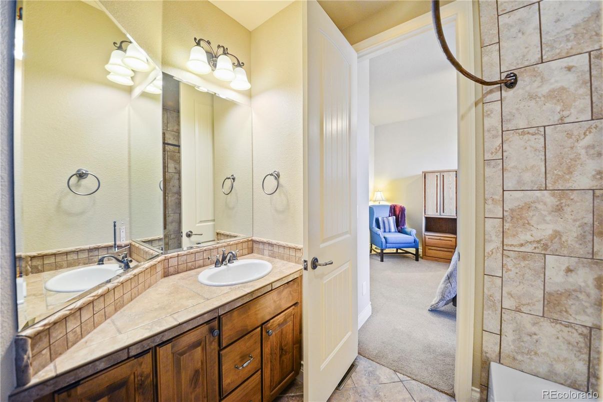 Bathroom, Dual Sink Vanities, Interior, Tile Countertops