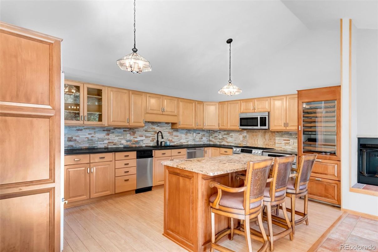 Interior, Kitchen, Pendant Lights, Stainless Steel Appliances, Wood Texture Flooring