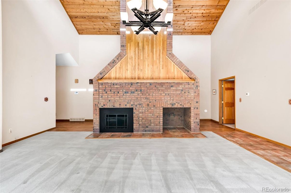 Fireplace, Interior, Pendant Lights, Wooden Ceilings, Wood Texture Flooring
