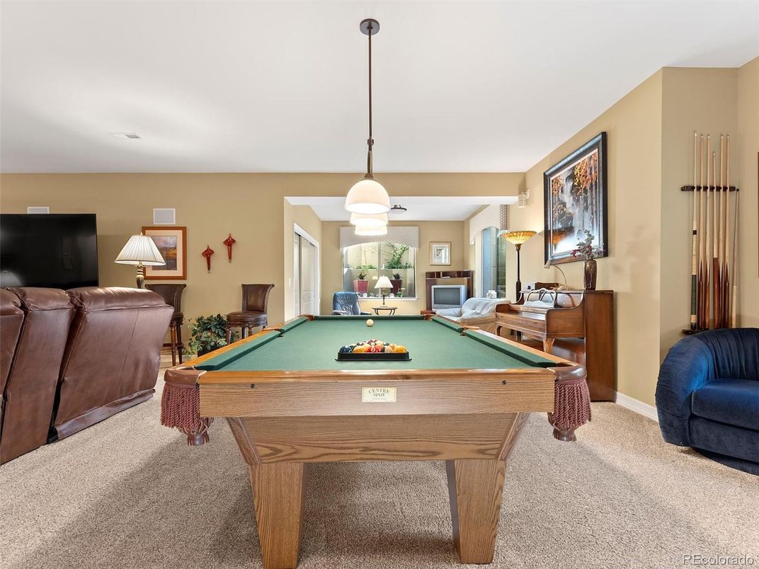 Billiard Table, Game Room, Interior, Pendant Lights
