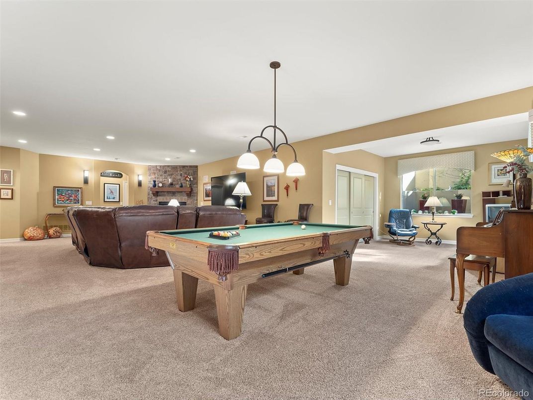 Billiard Table, Game Room, Interior, Living room, Pendant Lights, Recessed Lighting