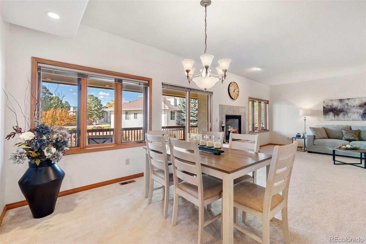 Dining room, Fireplace, Interior, Living room, Pendant Lights, Recessed Lighting