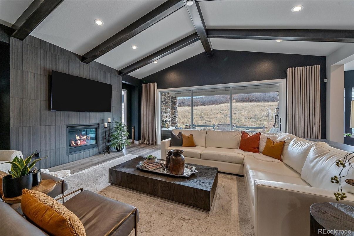 Fireplace, Interior, Living room, Recessed Lighting