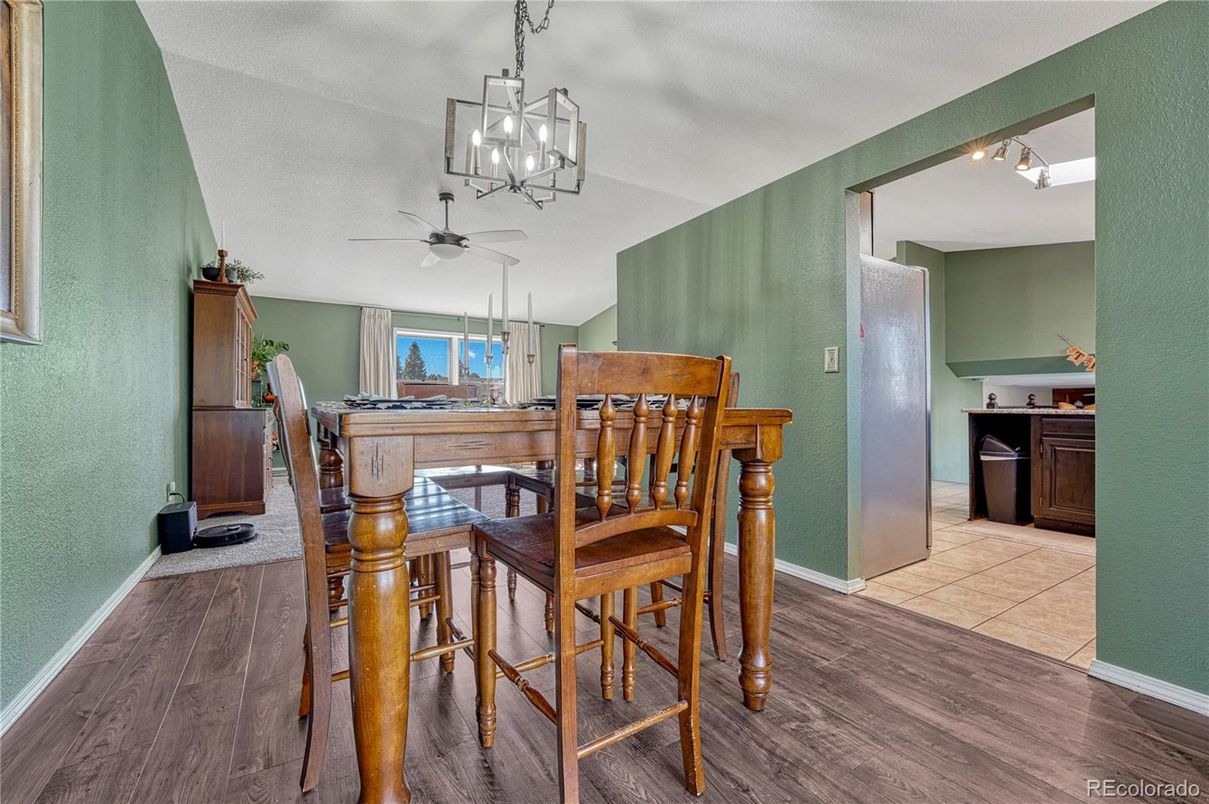 Billiard Table, Chandelier, Dining room, Game Room, Interior, Pendant Lights, Wood Texture Flooring