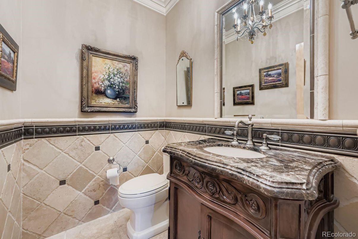 Bathroom, Chandelier, Interior