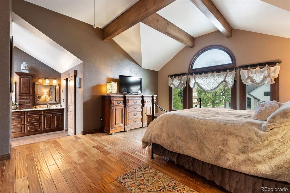 Bedroom, Interior, Wooden Beams, Wood Texture Flooring