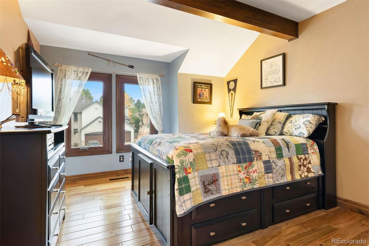 Bedroom, Interior, Wooden Beams, Wood Texture Flooring