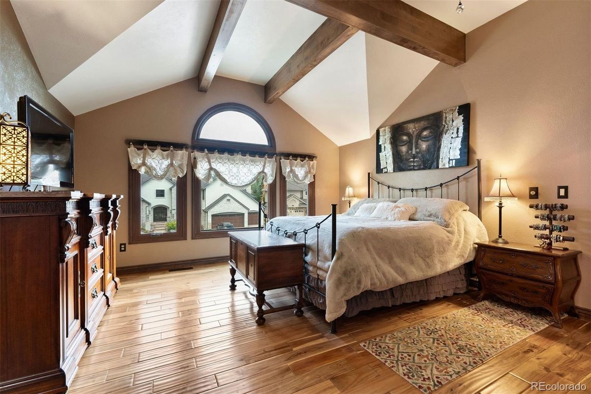Bedroom, Interior, Wooden Beams, Wood Texture Flooring