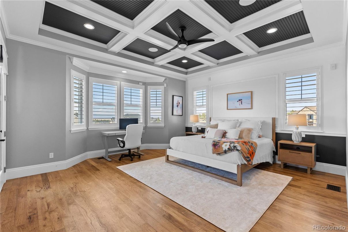 Bedroom, Home Office, Interior, Recessed Lighting, Wood Texture Flooring