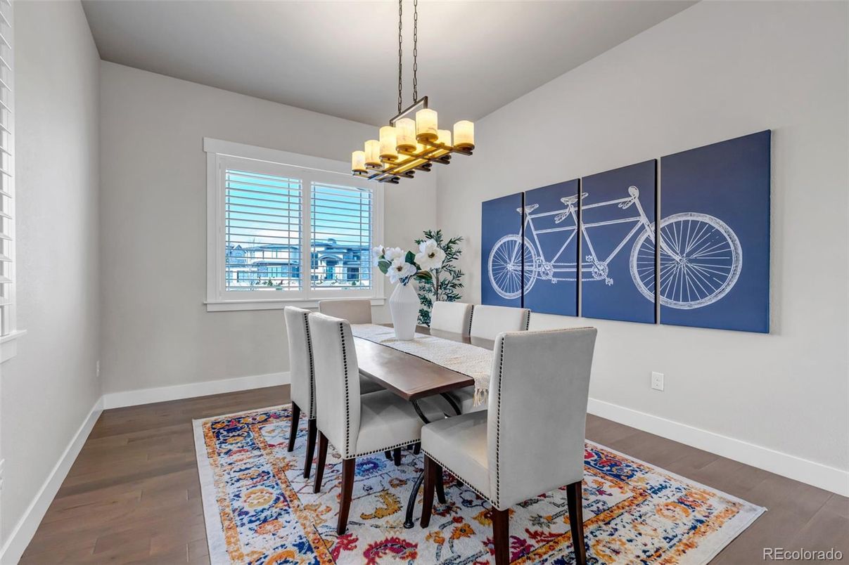 Chandelier, Dining room, Interior, Wood Texture Flooring