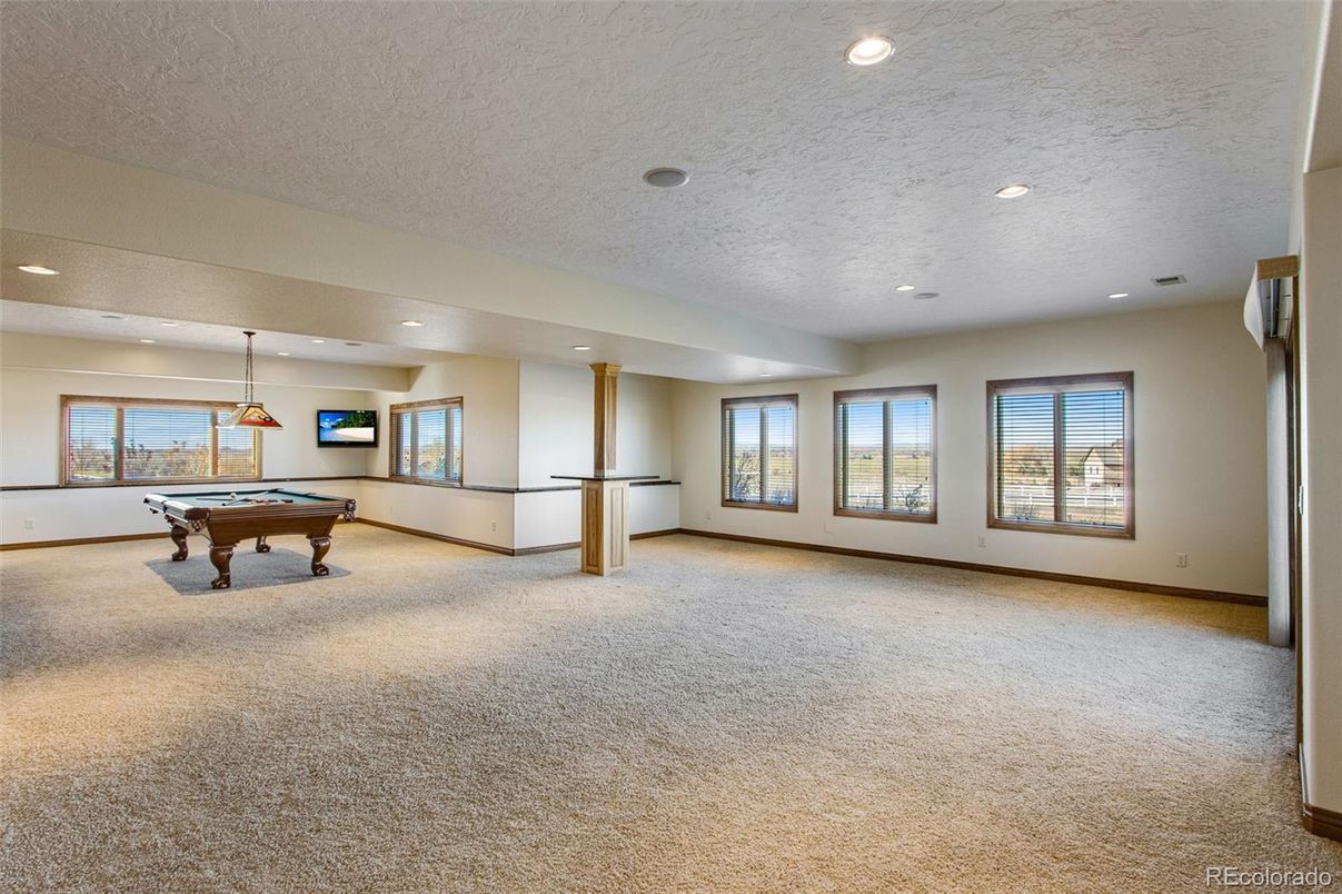 Billiard Table, Game Room, Interior, Pendant Lights, Recessed Lighting