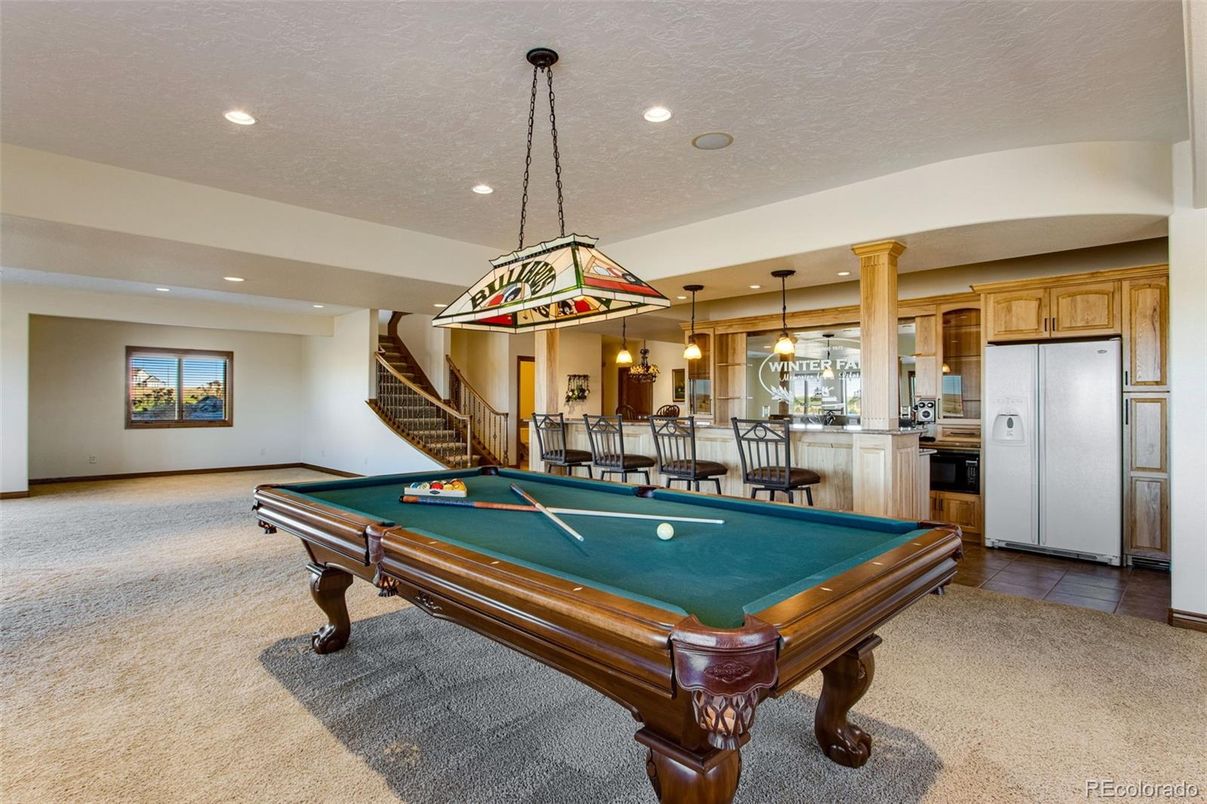 Billiard Table, Game Room, Interior, Pendant Lights, Recessed Lighting