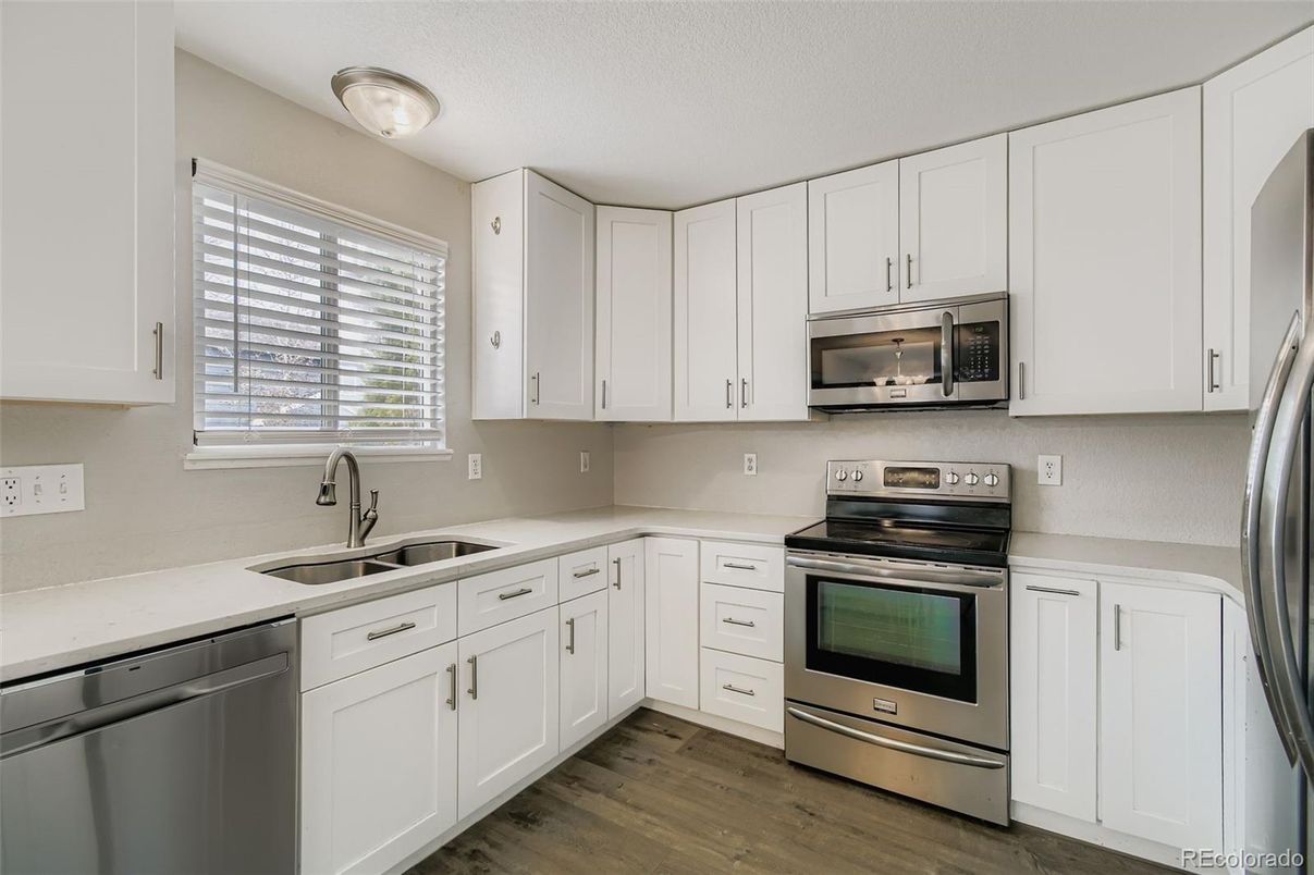 Interior, Kitchen, Stainless Steel Appliances, Wood Texture Flooring