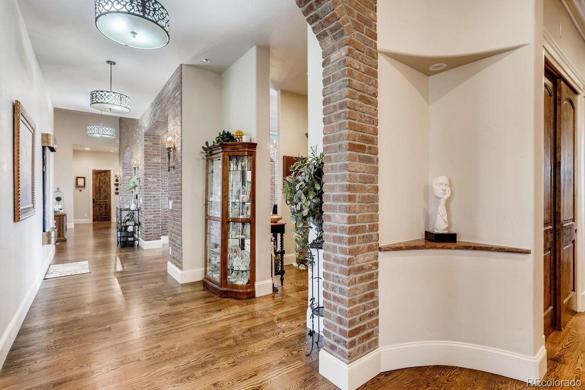 Interior, Stone Walls, Wood Texture Flooring