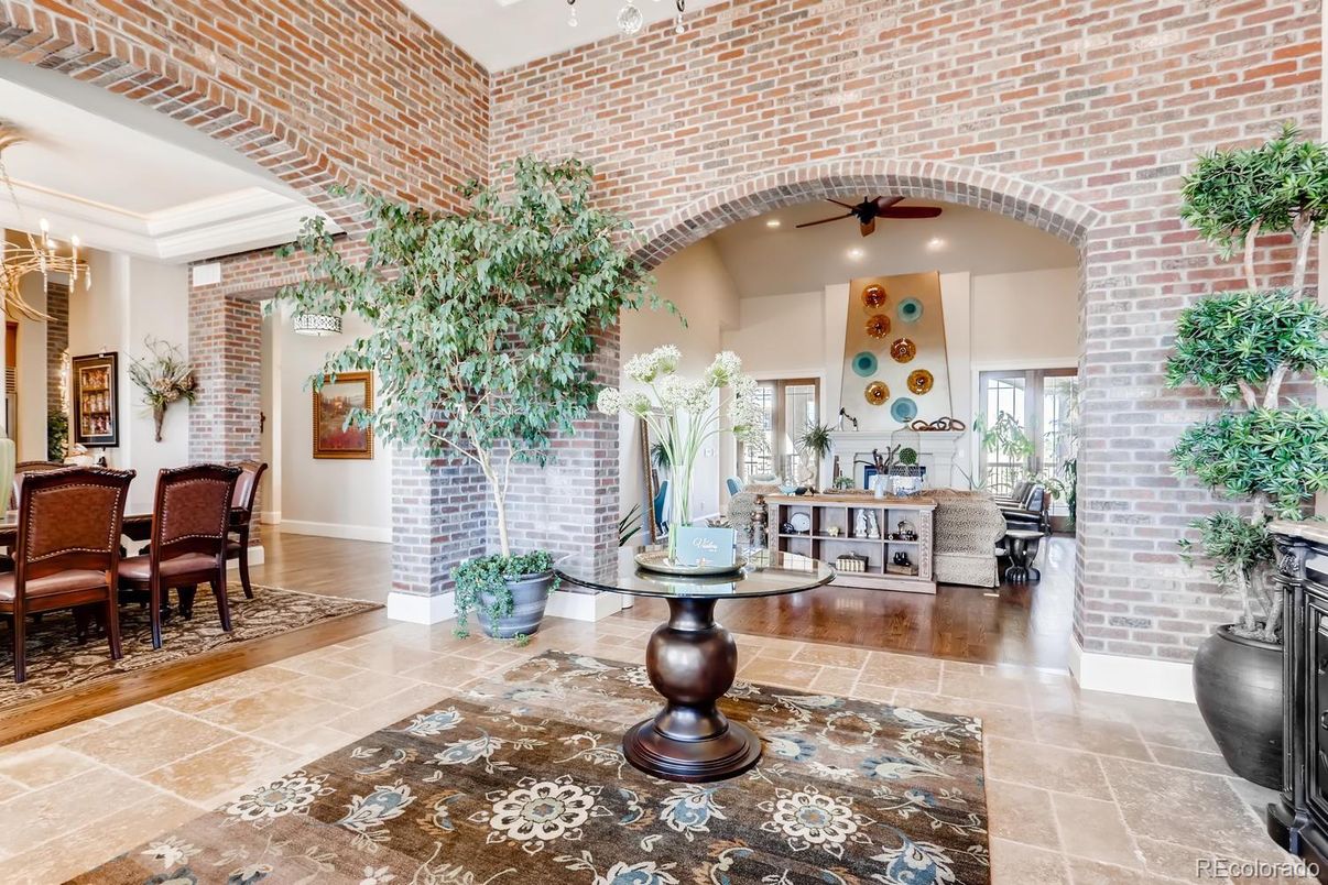 Dining room, Interior, Pendant Lights, Stone Walls