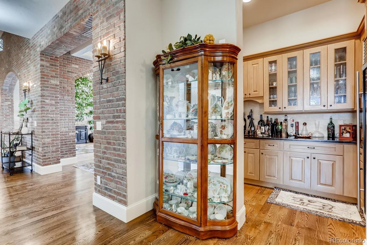 Interior, Recessed Lighting, Stone Walls, Wood Texture Flooring