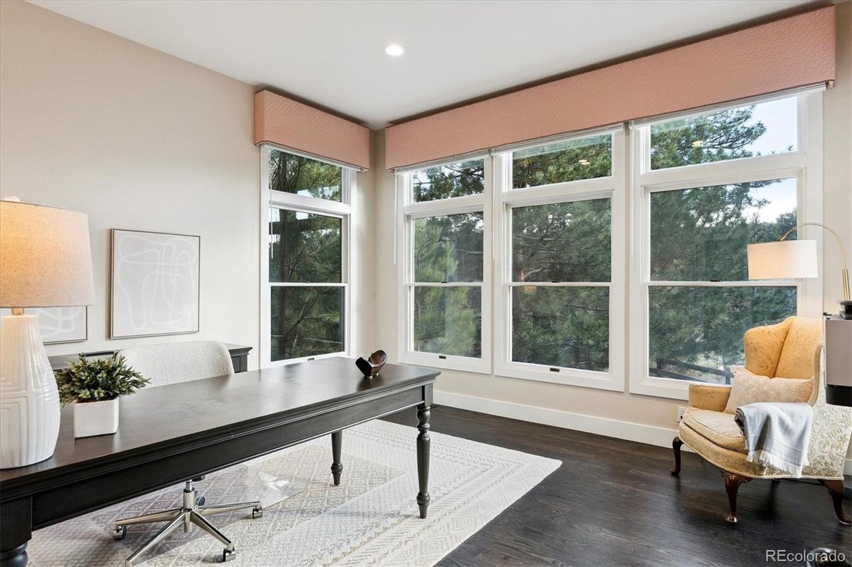 Home Office, Interior, Recessed Lighting, Wood Texture Flooring