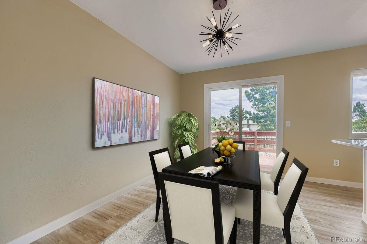 Dining room, Interior, Wood Texture Flooring