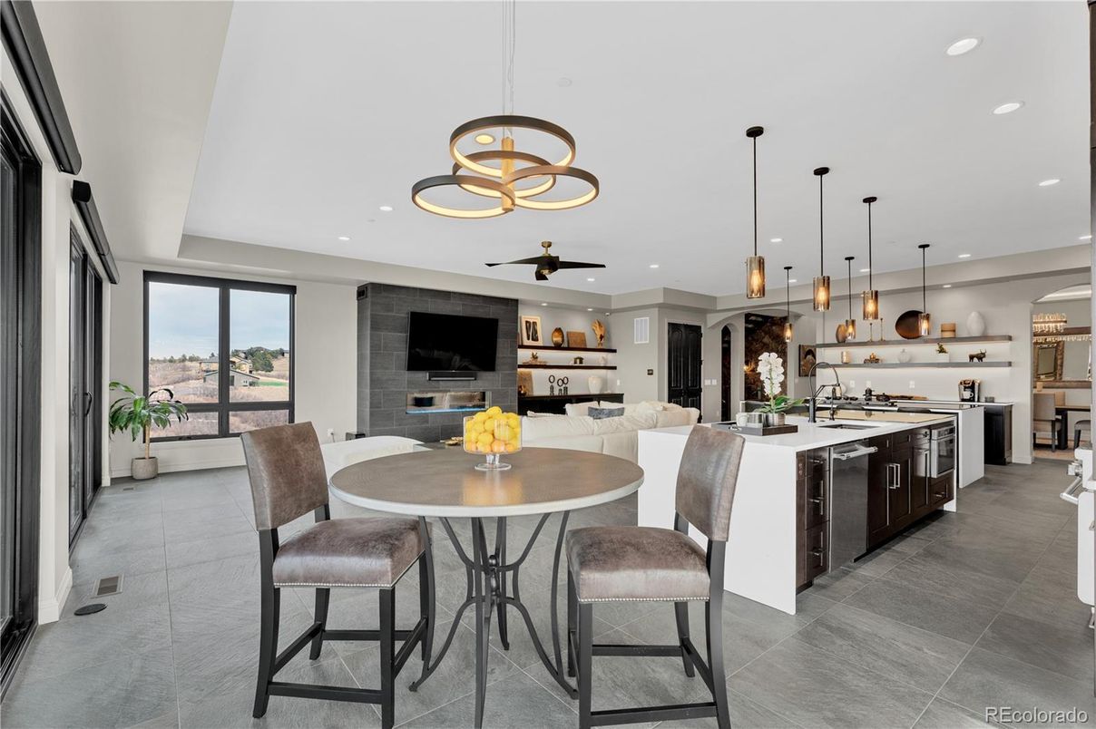 Dining room, Interior, Kitchen, Pendant Lights, Recessed Lighting