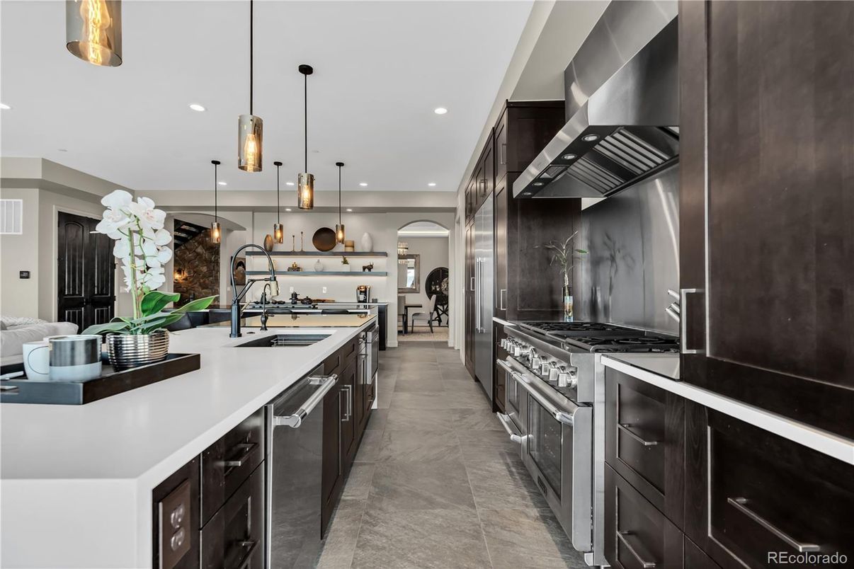 Interior, Kitchen, Pendant Lights, Recessed Lighting, Stainless Steel Appliances