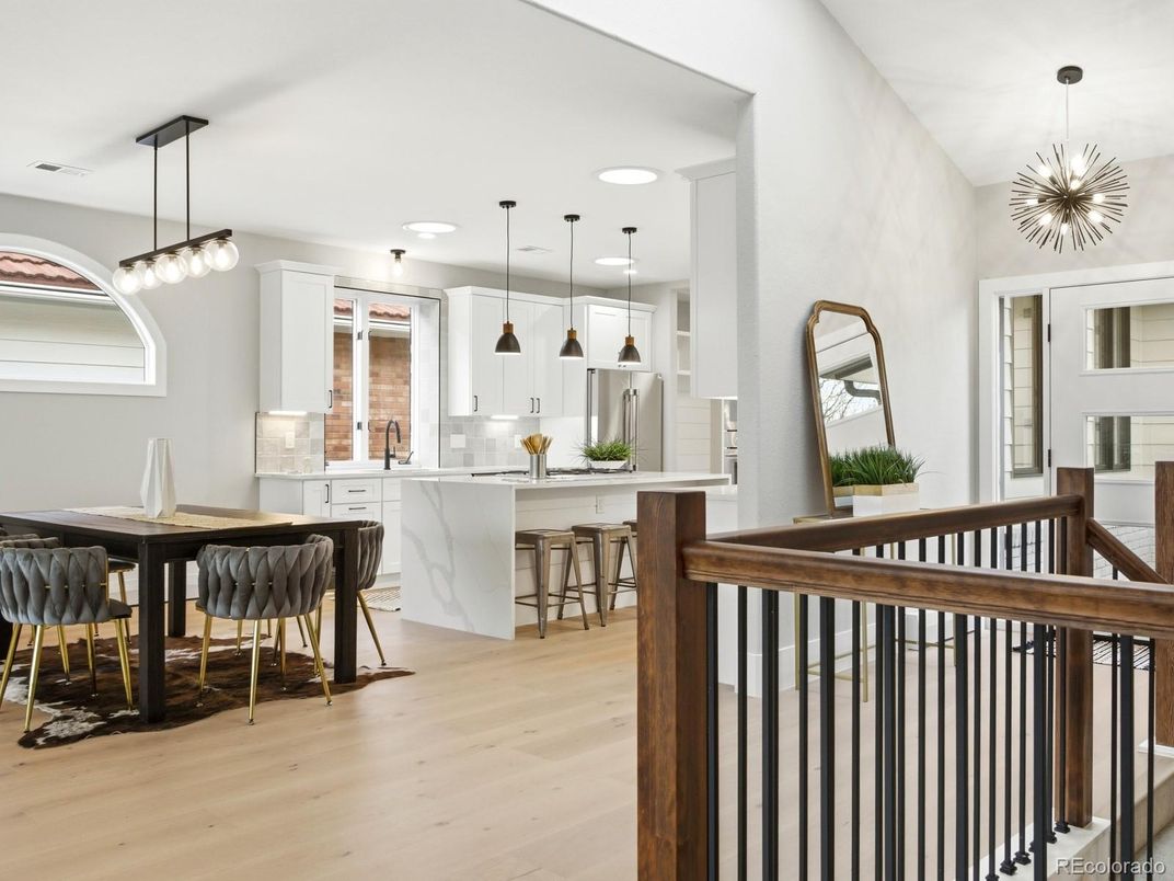 Interior, Kitchen, Pendant Lights, Recessed Lighting, Wood Texture Flooring