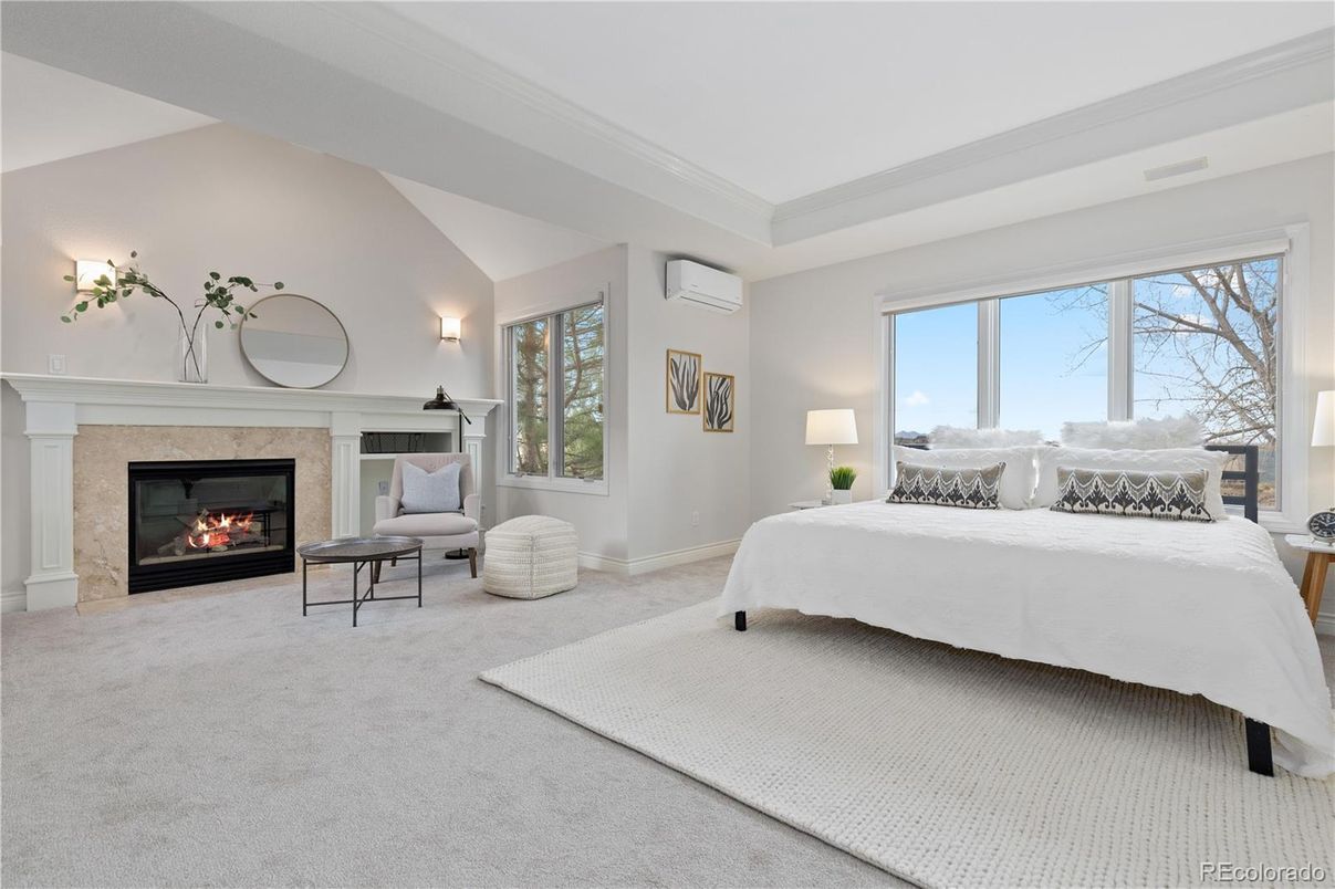 Bedroom, Fireplace, Interior