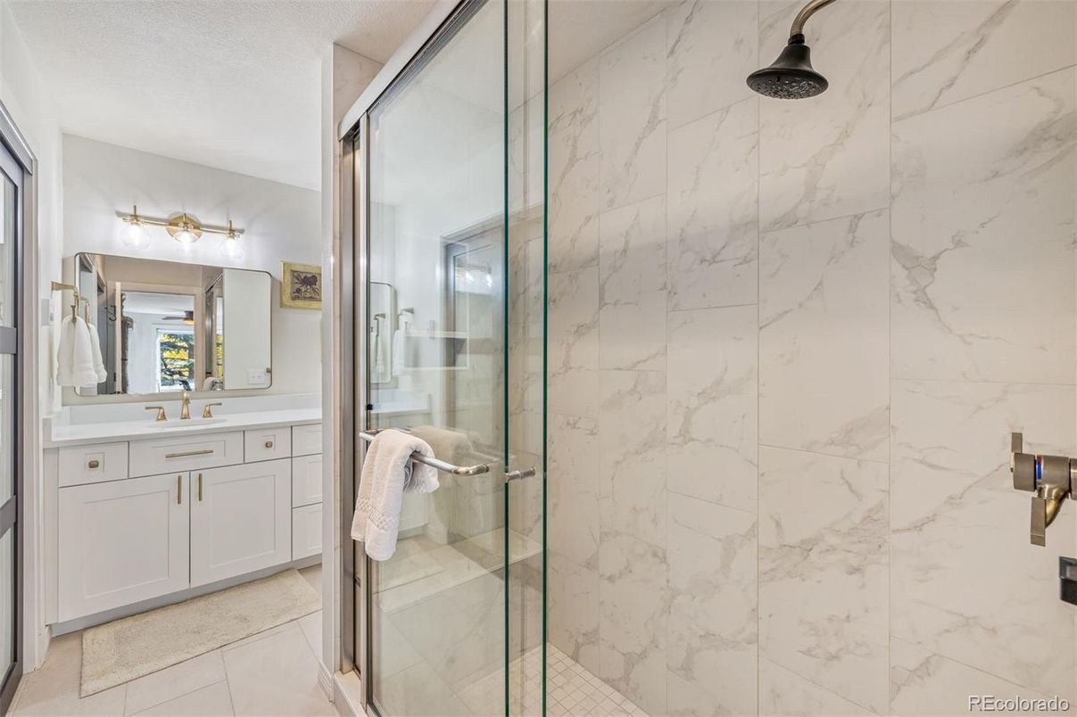 Bathroom, Glass Shower, Interior, Marble Walls