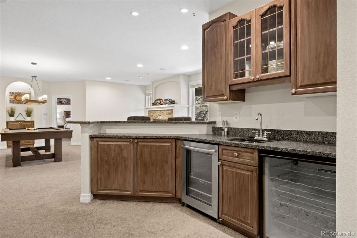 Billiard Table, Game Room, Interior, Kitchen, Pendant Lights, Recessed Lighting