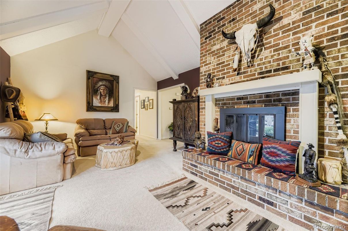 Fireplace, Interior, Living room, Stone Walls