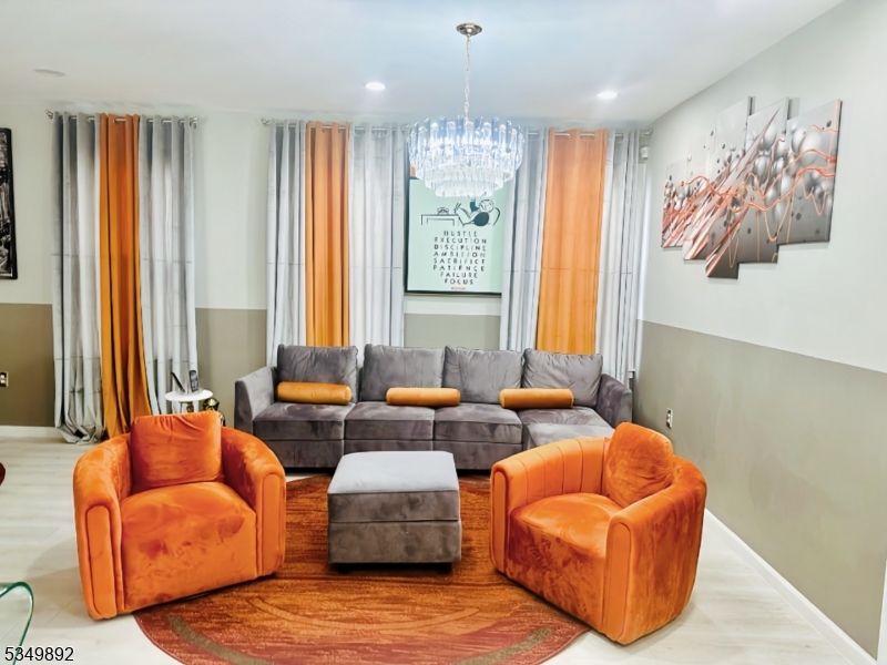 Chandelier, Interior, Living room, Recessed Lighting, Wood Texture Flooring