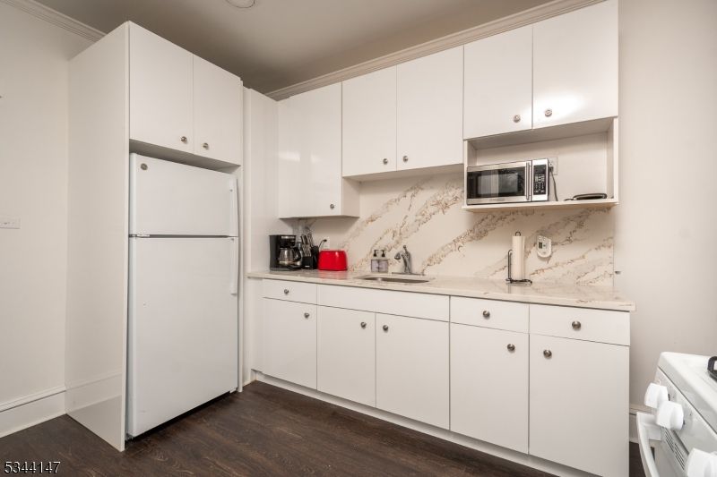 Interior, Kitchen, Marble Walls, Wood Texture Flooring