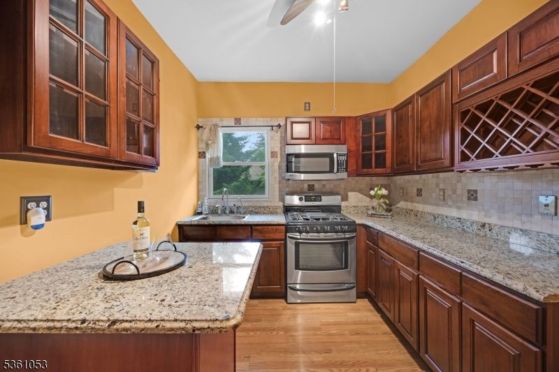 Interior, Kitchen, Pendant Lights, Stainless Steel Appliances, Wood Texture Flooring