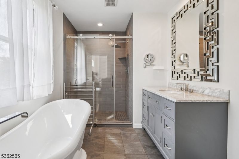 Bathroom, Dual Sink Vanities, Free Standing Baths, Glass Shower, Interior, Recessed Lighting