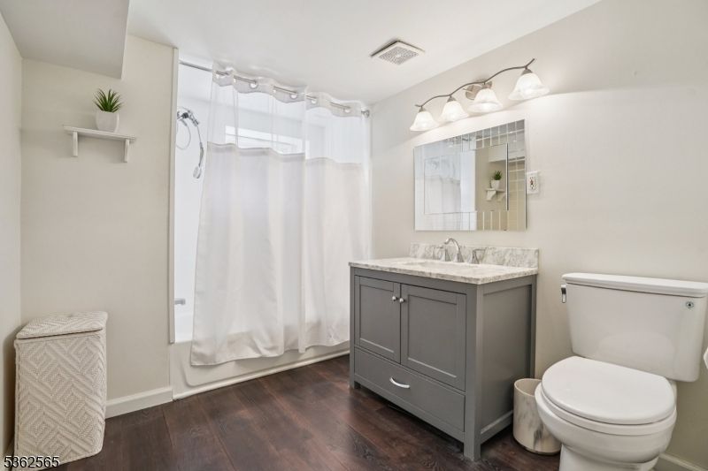 Bathroom, Glass Shower, Interior, Wood Texture Flooring