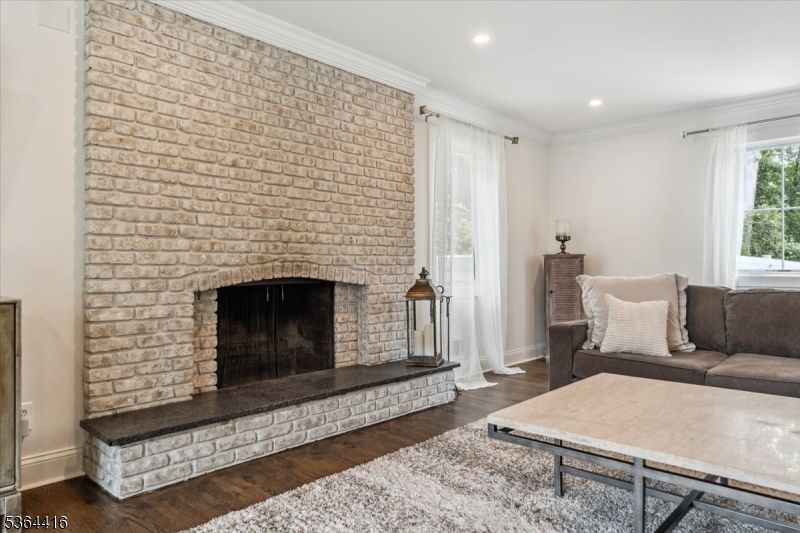 Fireplace, Interior, Recessed Lighting, Stone Walls, Wood Texture Flooring