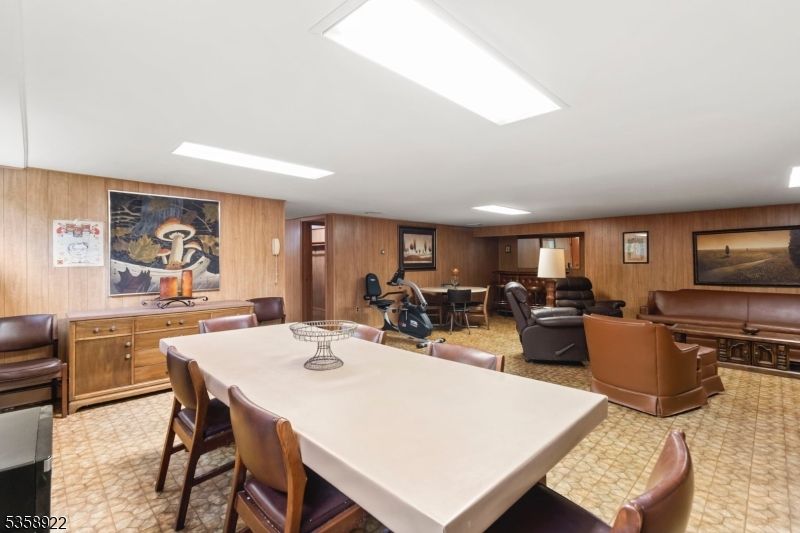 Dining room, Interior, Living room, Recessed Lighting, Wooden Walls