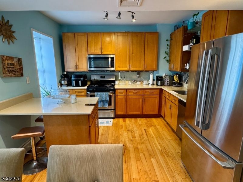 Interior, Kitchen, Stainless Steel Appliances, Wood Texture Flooring