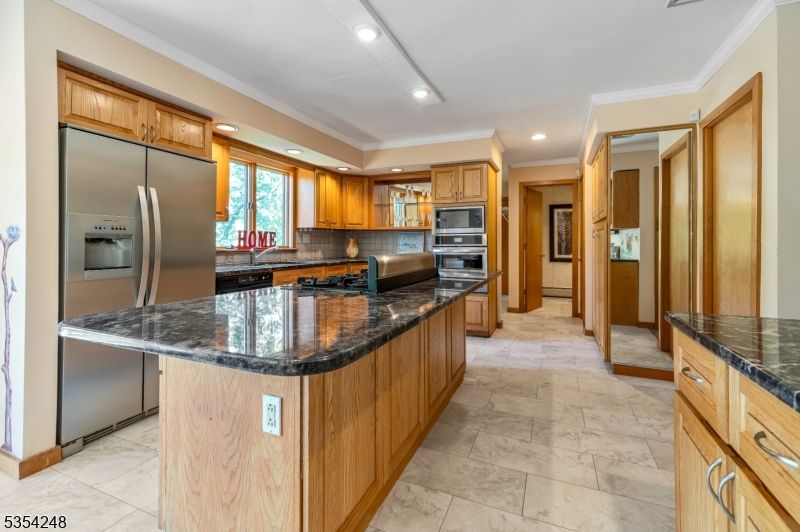 Interior, Kitchen, Marble, Recessed Lighting, Stainless Steel Appliances