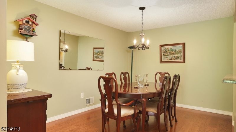 Chandelier, Dining room, Interior, Wood Texture Flooring