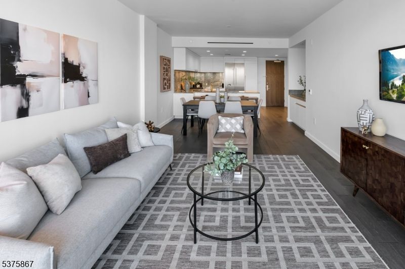 Dining room, Interior, Kitchen, Living room, Recessed Lighting, Wood Texture Flooring