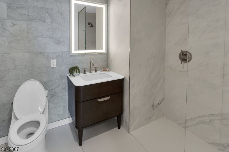 Bathroom, Glass Shower, Interior, Marble Walls