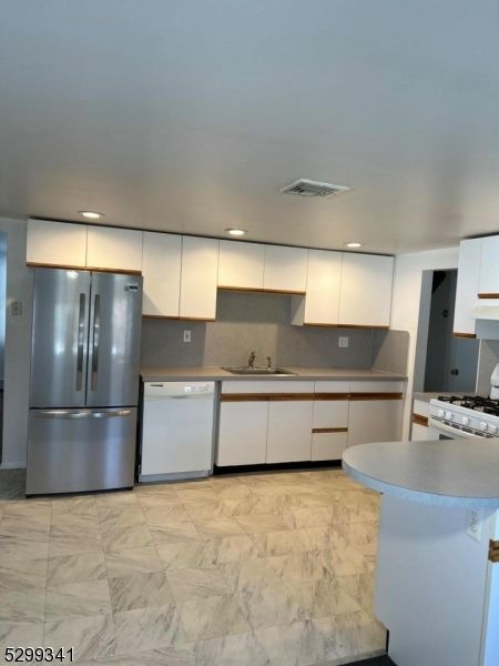 Interior, Kitchen, Marble, Recessed Lighting, Stainless Steel Appliances