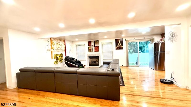 Fireplace, Interior, Recessed Lighting, Wood Texture Flooring