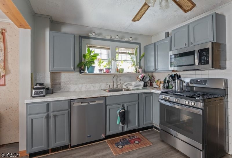 Interior, Kitchen, Stainless Steel Appliances, Wood Texture Flooring