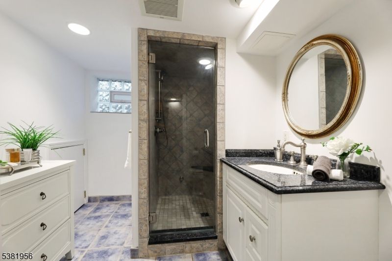 Bathroom, Glass Shower, Interior, Recessed Lighting
