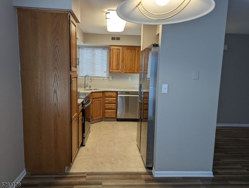Interior, Kitchen, Stainless Steel Appliances, Wood Texture Flooring