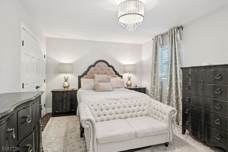Bedroom, Chandelier, Interior, Wood Texture Flooring