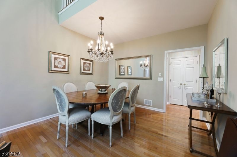Chandelier, Dining room, Interior, Wood Texture Flooring