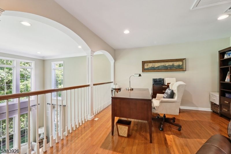 Home Office, Interior, Recessed Lighting, Wood Texture Flooring