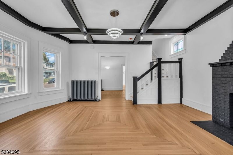 Fireplace, Interior, Pendant Lights, Wood Texture Flooring